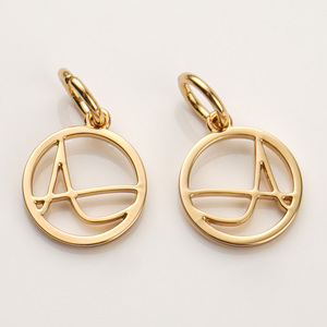 Tag Bikini logam kustom 18mm Circel Tag gantung huruf berongga Logo pakaian renang logam Logo logam emas untuk pakaian - Product Image 1