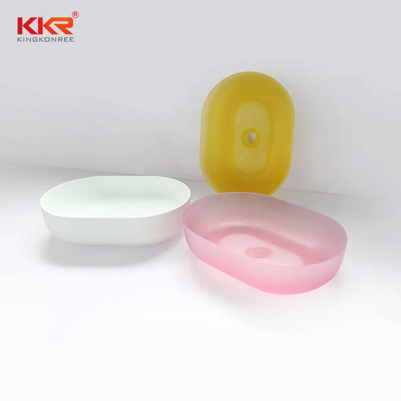 Kkr22mm洗面器シンクカスタマイズバスルーム洗面台タイプ透明な固体表面洗面器