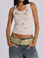 Nouveau débardeur sans manches unisexe taille haute coupe ajustée, style Jaded, tendance Spicy-girl, orné de rivets, uni, antibactérien, Été 2026