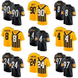 Jersey de Fútbol Americano Bordado al por Mayor de los Pittsburgh Steelers # 90 T.<span class=keywords><strong>J</strong></span>. Watt # 8 Aaron Rodgers # Uniforme de Fútbol Americano 4 DK Metcalf - Product Image 1