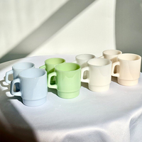 Listo para enviar 230ml / 400ml Venta caliente espesado color cremoso ópalo Jade vidrio café leche taza de vidrio con asa