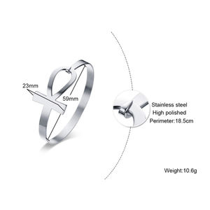 Custom Egyptian <strong>Jewelry</strong> Gold Plated Silver Open Stainless Steel <strong>Ankh</strong> Cross Bracelets Bangle Key of Life Cuff Bracelet for Women - Product Image 6