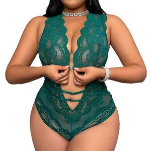 Plus Size BH 2-delige set Sexy Lingerie Dames Kant Borduurwerk BH & Slip Set Ondergoed Nachtkleding Pyjama Exotische Set 4XL - Product Image 6