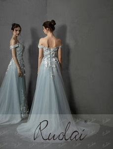 Ruolai LWC6738 a spalla Off 3D fiori tubino abito di <span class=keywords><strong>pizzo</strong></span> con gonna rimovibile abito lungo <span class=keywords><strong>da</strong></span> sera - Product Image 2