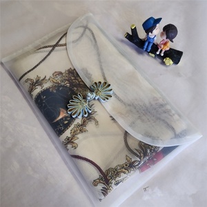 Pochette en tissu organza blanc personnalisable avec logo Fuchen OP, grande taille, fermeture à rabat, pour mariage - Product Image 1