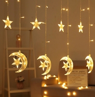 Guirlandes lumineuses LED blanc chaud en forme d'étoiles, de lunes et de flocons de neige pour fenêtre, décoration de Noël, chambre, mariage, fêtes
