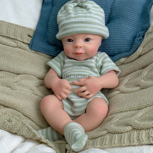 URCHOICE 33cm Soft Silicone Reborn Baby Boy Boneca 3D-Pintura Pele com Boca Aberta Moda Realista Presente de Aniversário Crianças Brinquedo - Product Image 5