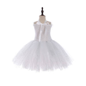 Tutu da ragazza abiti da bambina abito in Tulle di pizzo soffice bianco con ali d'angelo Performance festa di compleanno abiti per bambini - Product Image 4