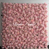 EG-WD138 mariage Photo Booth décors artificiel 2024 5d 7d fleur mur fleur rose clair mixte soie fleurs rose panneaux muraux