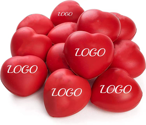 Balle anti-stress en forme de cœur avec logo personnalisé, jouet souple à presser, cadeau promotionnel pour le bureau, les fêtes et les événements - Product Image 1
