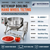 Ligne de Production Cuve à Double Paroi 800L SUS304 Basculement par Volant Agitateur à Ancre pour Ketchup Tomate Ébullition