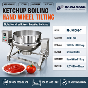 Linea di Produzione Vasca di Cottura 800L SUS304 Ribaltamento a Volantino Agitatore ad Ancora per Ketchup Pomodoro Stufatura - Product Image 2