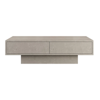 Table basse rectangulaire gris béton avec 2 tiroirs et rangement ouvert pour la décoration intérieure Meubles de salon en bois MDF