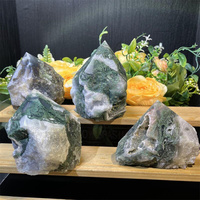 Vente en gros de points de baguette magique en cristaux de qualité supérieure pierres de guérison Agate de mousse naturelle tour de cristal brut pour la décoration