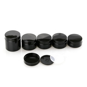 2 oz 4 oz 8 oz Black Smooth Plastic Jars PET Jars With Caps