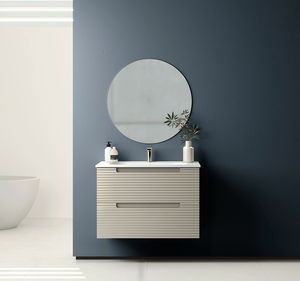Mobile da Bagno Sospeso di Lusso Moderno con Lavabo Singolo e Doppio, Mobiletto Scanalato con Pellicola Laminata per Appartamento - Product Image 5