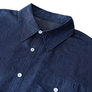 Nouvelle Chemise en Jean à Manches Longues pour Homme 2026 – Col Boutonné en Viscose/Coton, Anti-Plis, Style Workwear Vintage, Bleu Foncé Délavé, Décontractée - Product Image 5