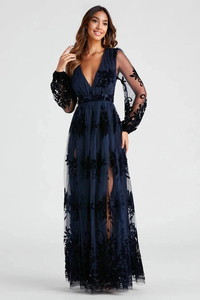 Vestido largo europeo y americano, moderno y sexy con abertura alta, elegante vestido de noche de manga larga para damas. - Product Image 4