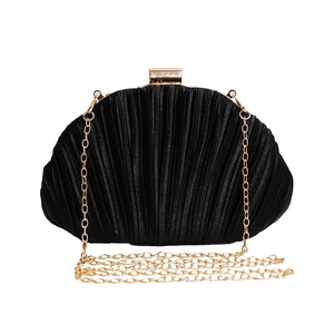 Women Glossy Pleated Satin Evening <b>Bag</b> Elegant Shell <b>Clutch</b> Purse Detachable Metal Chain Shoulder <b>Bag</b> for Gathering Concert - Product Image 1