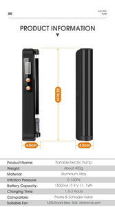 便携式电池供电电动自行车泵自行车配件自行车气泵 - Product Image 4