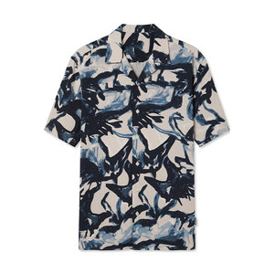 Nice Prices Short Sleeve Button Front Relaxed Fit Sustainable Abstract <b>Repeat</b> Pattern Print Breathable Men's Casual Shirts - Product Image 1