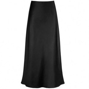 Falda de punto satinado transpirable de ácido acético K2113, diseño casual de cintura alta, efecto adelgazante, corte en A, cola de pez, ajuste en la cadera, largo hasta el suelo - Product Image 4