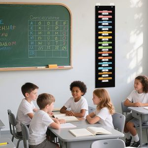 Organisateur mural suspendu à 14 poches pour cartes de visite (Polyester noir 57''H) – Idéal pour le bureau - Product Image 2