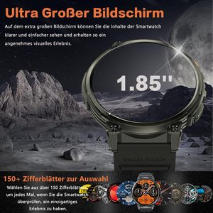Montre connectée EDS K66, grand écran HD de 1,85 pouce, lampe torche LED, montre de fitness, 730 mAh, étanche IP68, plus de 120 modes sportifs pour Android IOS - Product Image 1