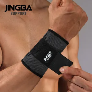 JINGBA BSCI CE ISO nilon spandeks profesional, penopang pergelangan tangan uniseks elastis gelang Gym kompresi, pembungkus pergelangan tangan