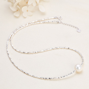 Collar de Perlas de Agua Dulce, Diseño de Clavícula, Simple, Dulce y Moderno, Joyería de Plata 925 al por Mayor - Product Image 2