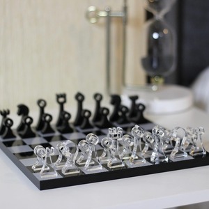 Luxury 10\" Portable Lucite <strong>Chess</strong> <strong>Set</strong> for Adults and Kids <strong>Unique</strong> Travel Game with Storage Board Pieces - Product Image 1