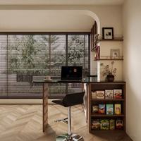 Meuble de cuisine en bois rétro du milieu du siècle avec îlot central, table basse, poste de travail multifonctionnel pour petit appartement