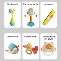 5pcs Musical Instrument Toy Set Early Education Baby Sensory Puzzle Game Cute Cartoon Music Rattle & Trumpet & Tambourine