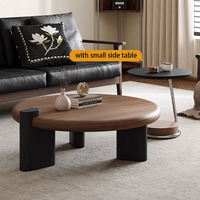Table basse minimaliste ronde marron pour salon et maison