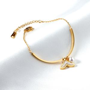 Bracelet d'amitié personnalisé avec logo, plaqué or 18 carats, en acier inoxydable, simple, pour amoureux - Product Image 1