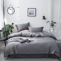 Ensemble de draps, taies d'oreiller et housse de couette en coton 100% de luxe, gris et blanc, 60 fils