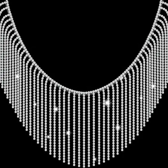 Fashion Crystal Glass Rhinestone Trim Tassel Fringe Metal Cup Chain Ribbon Crystal Applique Banding for Clothing Crafts