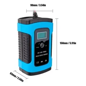 Cargador de Batería Inteligente de 12V para Auto, Motocicleta, Barco, Salida de 75W, Azul, EGTMA CH33101, Entrada de 100-240V, Iluminación LED - Product Image 1