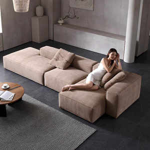 Timesong, sofá <span class=keywords><strong>de</strong></span> tela <span class=keywords><strong>de</strong></span> estilo minimalista italiano, bloque <span class=keywords><strong>de</strong></span> Tofu <span class=keywords><strong>de</strong></span> pana, <span class=keywords><strong>módulo</strong></span> <span class=keywords><strong>de</strong></span> sala <span class=keywords><strong>de</strong></span> estar con función reclinable para hoteles - Product Image 3