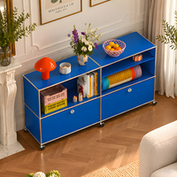 Kabinet Samping Modular Baja Tahan Karat 304 Hemat-Ruang dengan Pintu Geser, Bufet Ruang Tamu, Furnitur Modular Logam