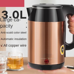 Bouilloire à double paroi 1,8 L Noir et Or en acier inoxydable coloré, avec fonction anti-brûlure, arrêt automatique, protection contre l'ébullition à sec, base rotative à 360°, OEM 1200W - Product Image 3