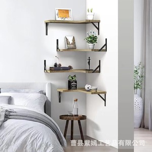 Wooden <b>Wall</b> <b>Mounted</b> Storage Rack Rectangle No Drilling Required Easy Cleaning For Living Room Entryway Corner <b>Shelf</b> - Product Image 3