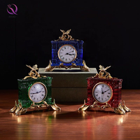 Haute qualité cristal horloge décorative luxe laiton métal horloge de Table coloré cristal Quartz horloge moderne décoration de la maison