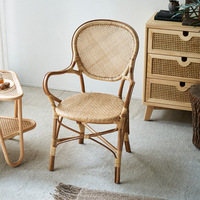 Chaise de salle à manger coloniale vintage légère Mobilier tissé de style rétro pour hôtel Villa Utilisation extérieure extensible en acier inoxydable