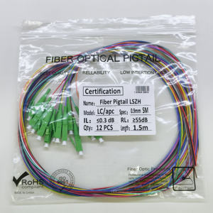Precio de fabricante: Pigtail de fibra óptica monomodo LC APC de 12 hilos y 12 colores, 1.5m, con certificación RoHS CE para panel de conexiones ODF - Product Image 4