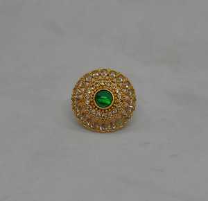 Luxury Round <b>Green</b> Crystal <b>Ring</b> Gold Plated Double Halo Teardrop Cubic Zirconia Statement Ethnic Fashion Wholesale Jewelry <b>Ring</b> - Product Image 1