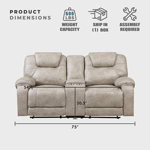 Canapé-lit double inclinable manuel personnalisé en microfibre, <span class=keywords><strong>fauteuil</strong></span> inclinable mural avec console centrale pour salon - Product Image 5