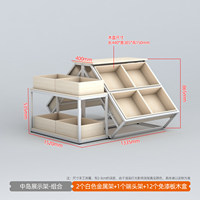 Étagère d'îlot pliable moderne en métal et bois robuste, à un seul côté, pour fruits, snacks, pain, mobilier de supermarché