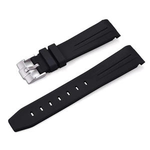 Bracelet de montre sport en caoutchouc et silicone marron de 20 mm avec boucle déployante en acier et extrémité incurvée - Product Image 6