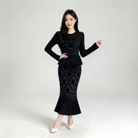 Ensemble jupe sirène et haut peplum taille unique pour femme, élégant pour le bureau, collection automne, ensemble plissé deux pièces pour femme, fabriqué en usine depuis 20 ans